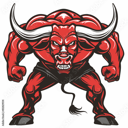 Graphics of angry Bull in sports graphic logo © twilight mist