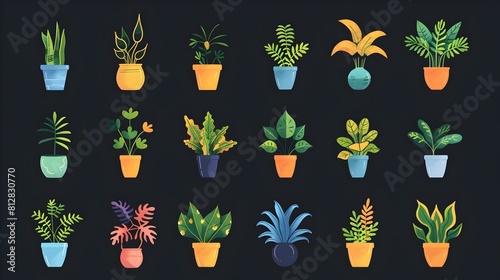 Variety of Potted Plants and Greenery for Home or Office Interior photo