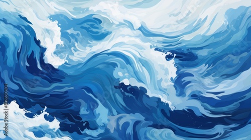 Ocean waves crashing against the shore flat design top view marine theme animation Vivid photo