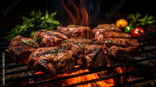 Grilled meat on barbecue a delicious and healthy meal
