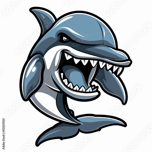 Graphics of angry Dolphin in sports graphic logo
