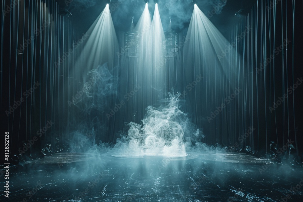 Foggy Stage with Spotlights