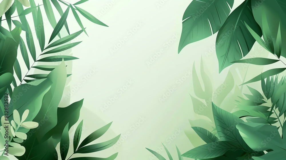 Fototapeta premium Craft a minimalist banner design showcasing the beauty of nature in lush green tones, conveying the message of environmental conservation without text