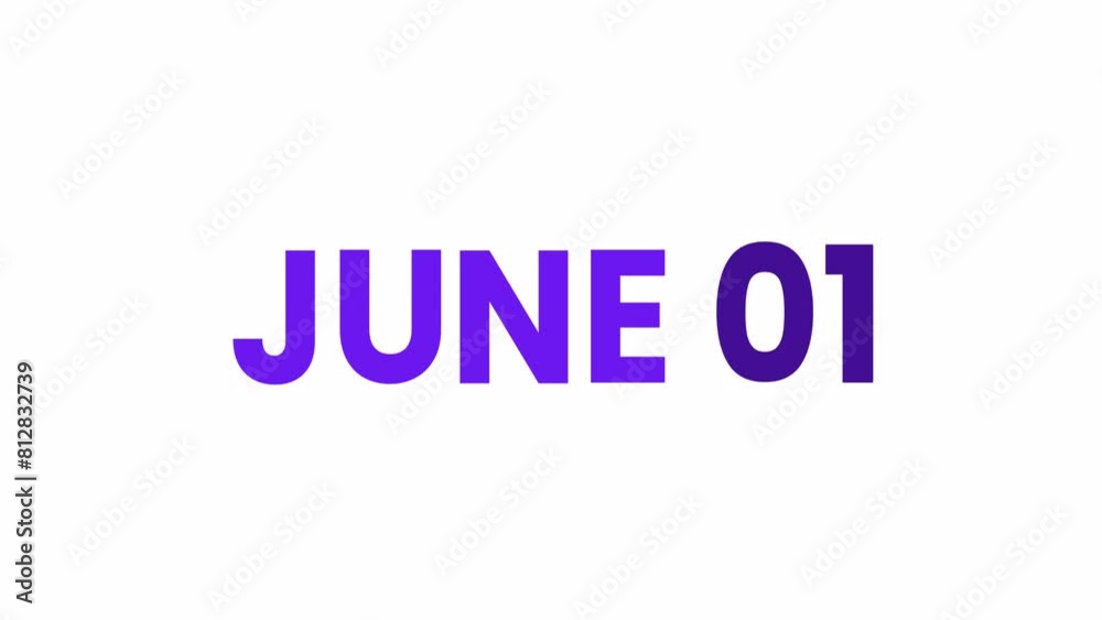 1st June calendar icon animation. Alpha matte with transparent background 4K resolution. 1st June calendar icon animation. Alpha matte with transparent background 4K resolution.