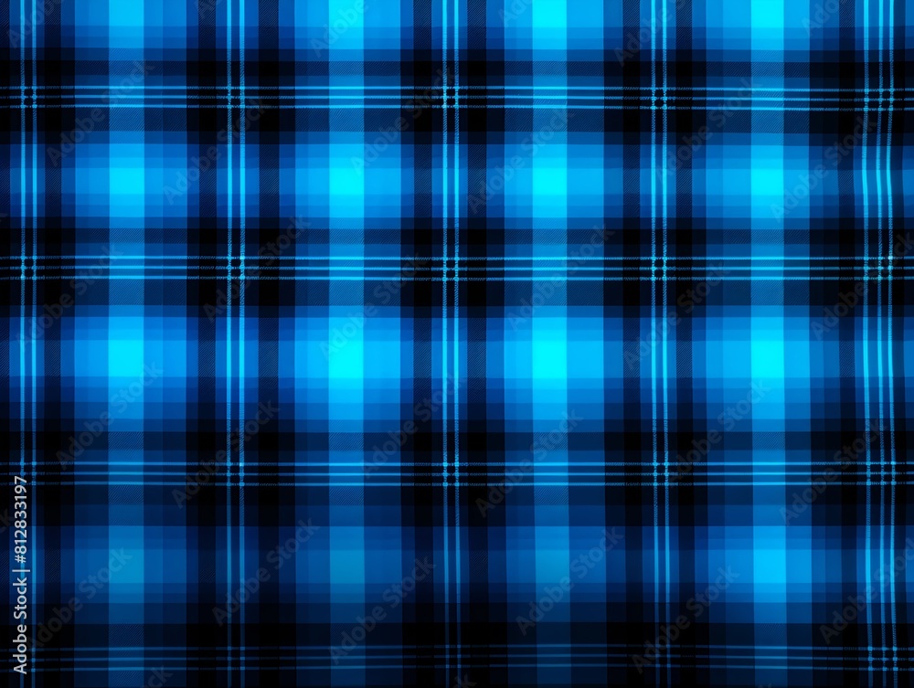 Black and neon blue plaid pattern background texture