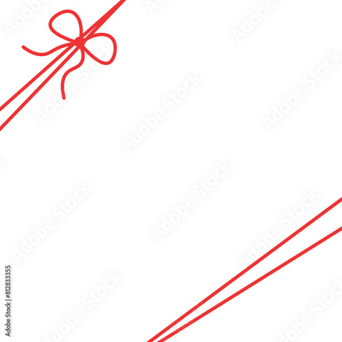 Red string bow ribbon line box package tied with rope vector design