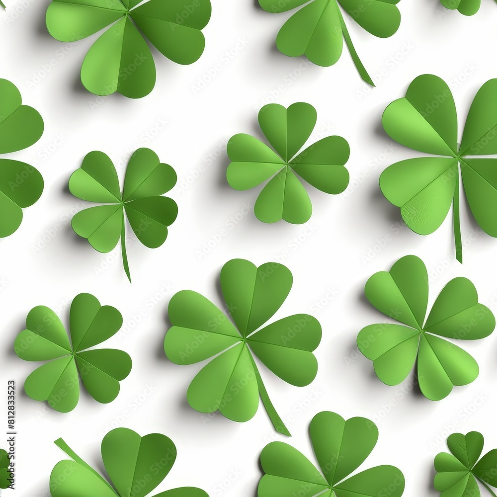 Green four-leaf clovers on white background. Seamless pattern. St. Patrick's Day. Green four-leaf clovers on white background. Seamless pattern. St. Patrick's Day.
