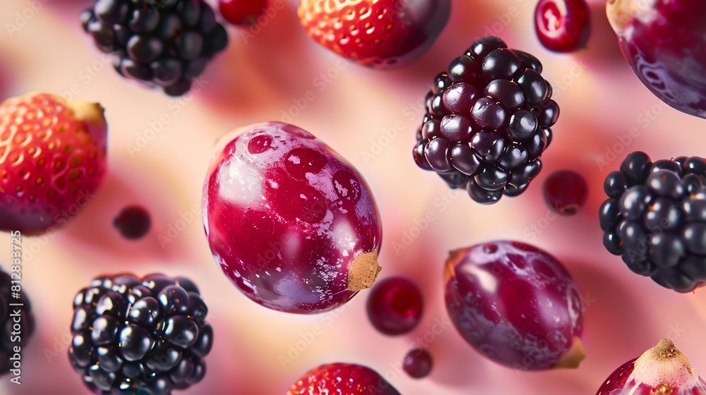 Creative layout made of mangosteen and blackberry Flat lay Food concept Macro concept : Generative AI Creative layout made of mangosteen and blackberry Flat lay Food concept Macro concept : Generative AI