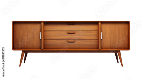modern wooden cabinet Interior design concept furniture for living isolated on clear png background and transparent background, AI generative. 