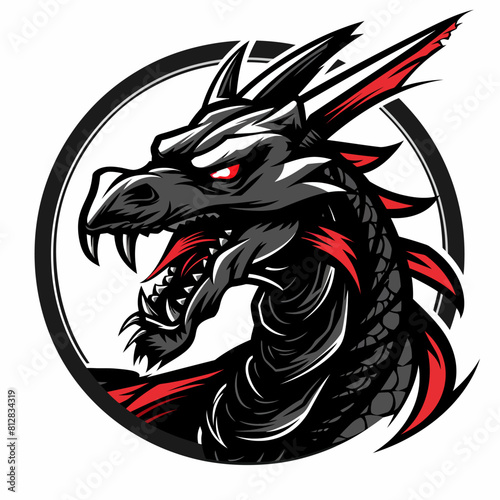 Graphics of angry Dragon in sports graphic logo