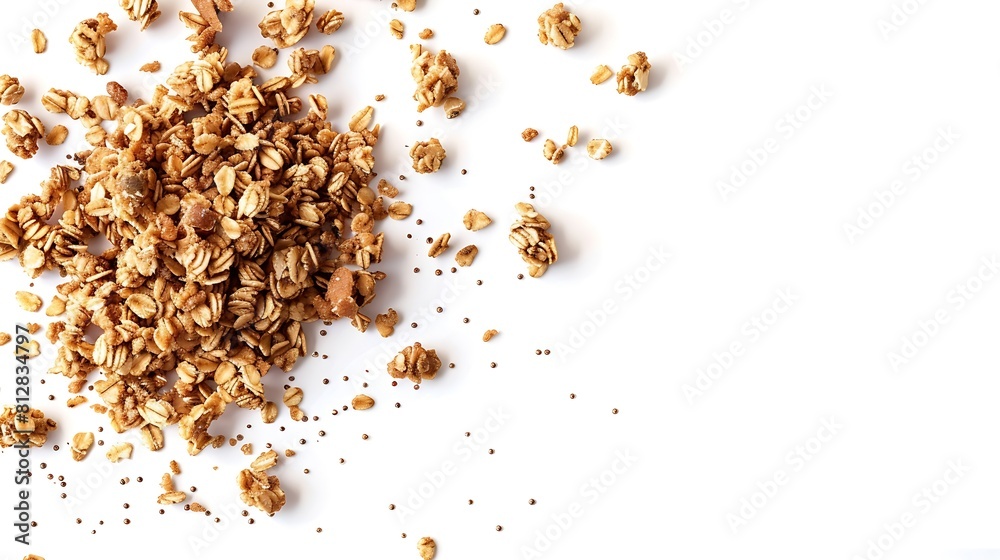 Creative layout made of granola isolated on white backgroundFlat lay Food concept : Generative AI Creative layout made of granola isolated on white backgroundFlat lay Food concept : Generative AI