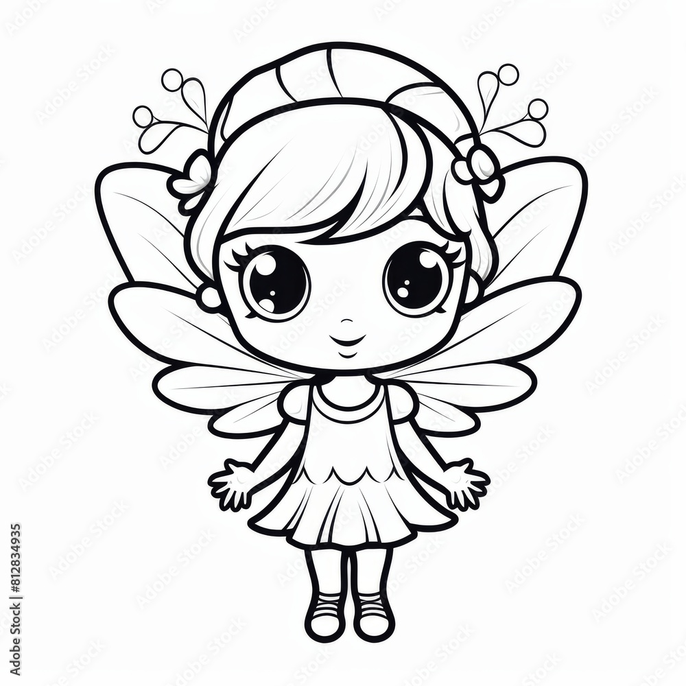 Child coloring a fairy surrounded by flowers and butterflies. Kids coloring page Child coloring a fairy surrounded by flowers and butterflies. Kids coloring page