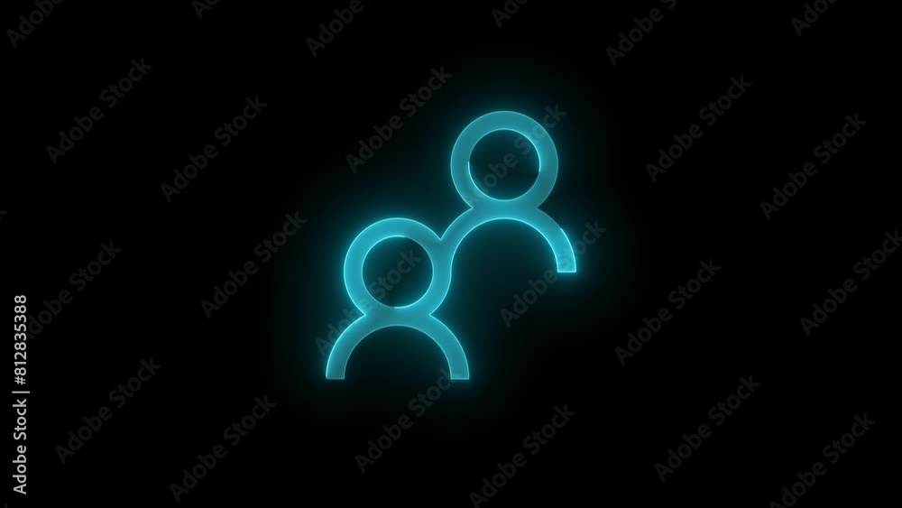 People symbol icon glowing neon cyan color animation black background People symbol icon glowing neon cyan color animation black background