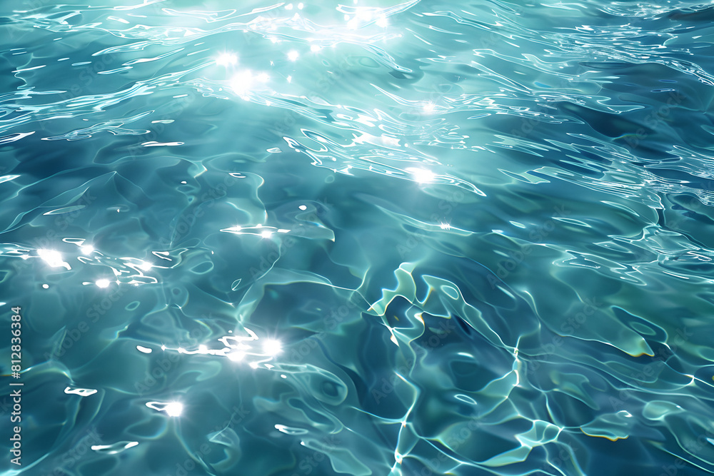 Fototapeta premium Transparent water close up illuminated illustration