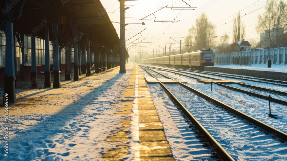 Fototapeta premium train terminal in winter