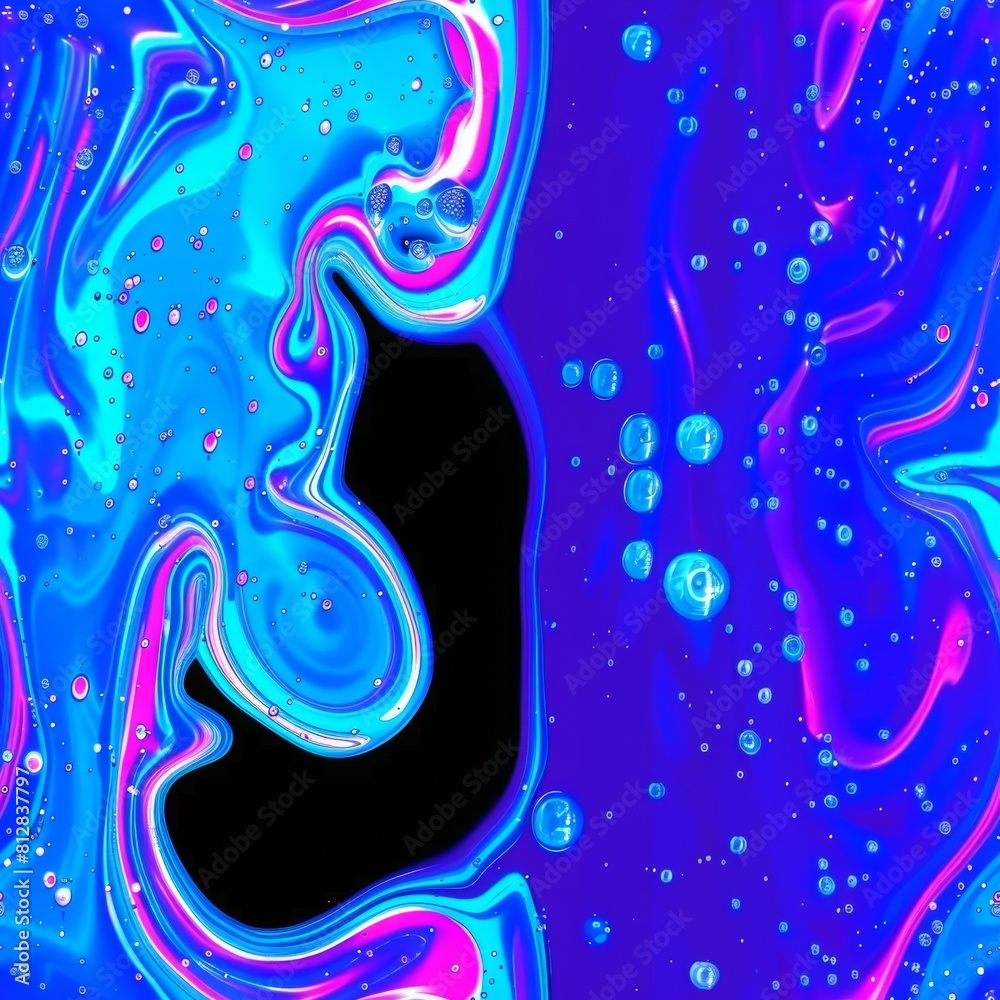 Blue and Pink Liquid Painting on Black Background Blue and Pink Liquid Painting on Black Background
