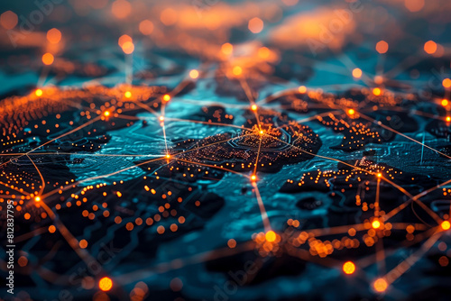 Global network or global communication background. telecommunication and data networks with global Internet connectivity for communication technologies.