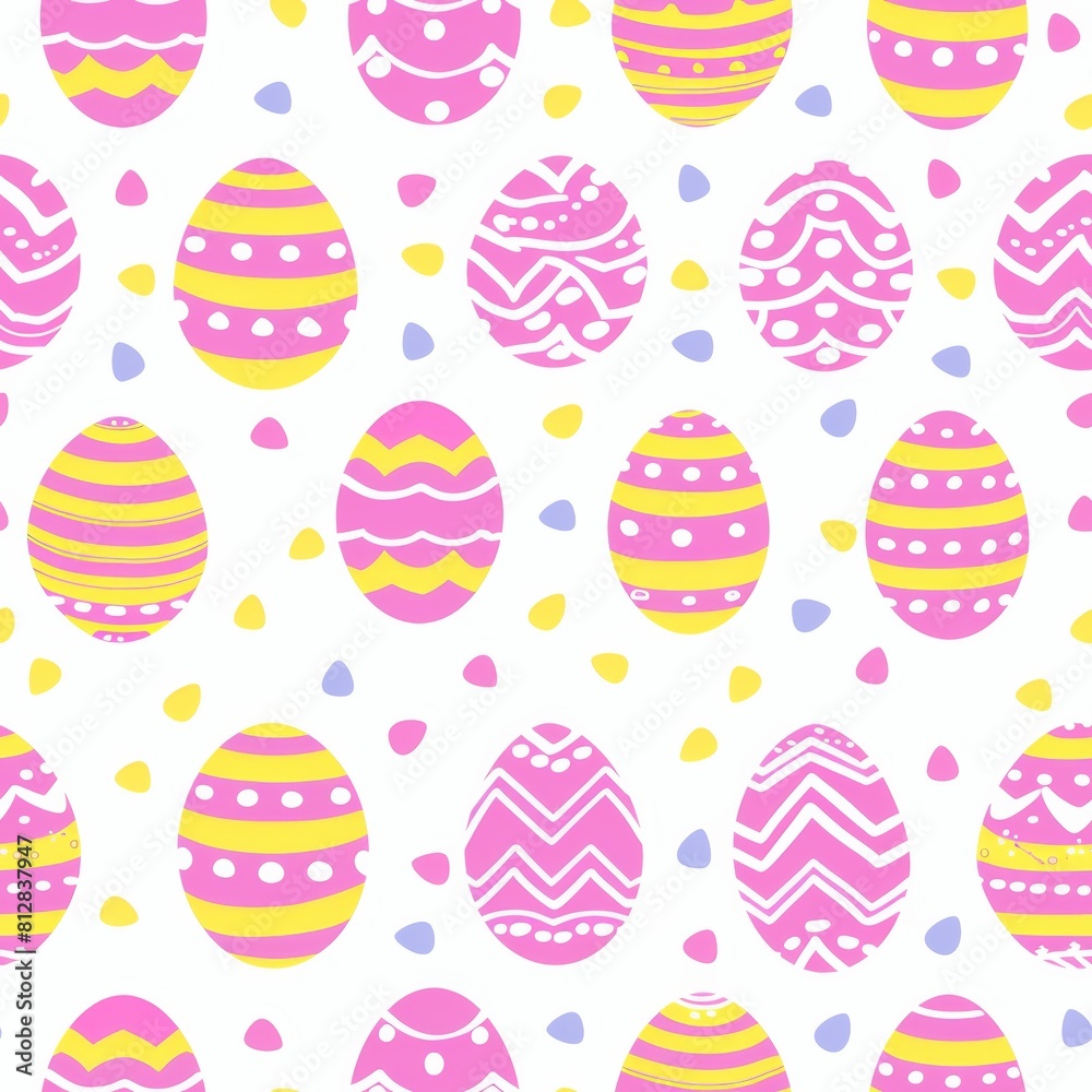 A Pattern of Easter Eggs on a White Background A Pattern of Easter Eggs on a White Background