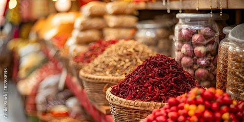 Immerse Yourself in the Aromas of a Lively Moroccan Market in Marrakech. Concept Travel, Marrakech, Morocco, Market, Aromas
