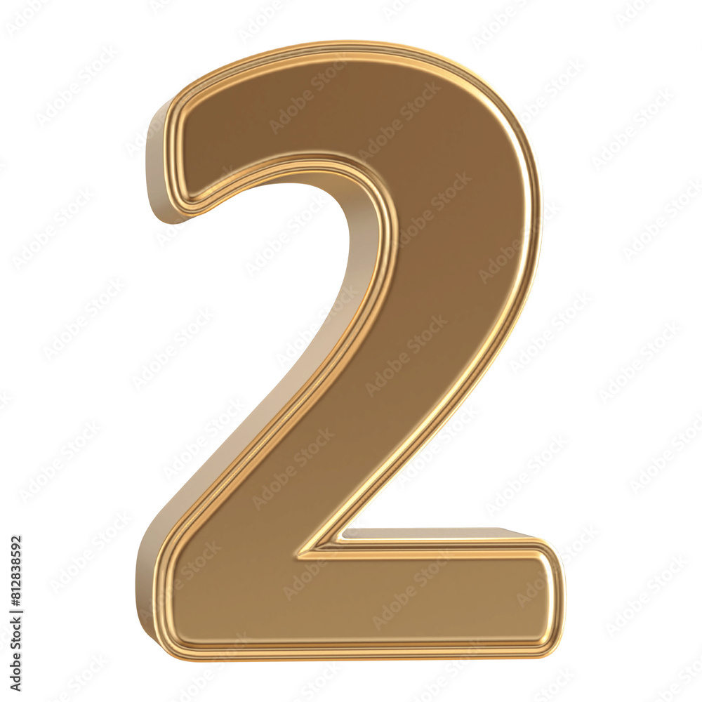 Gold 3D Number 2 Gold 3D Number 2