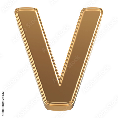 Golden 3D Font Letter V uppercase