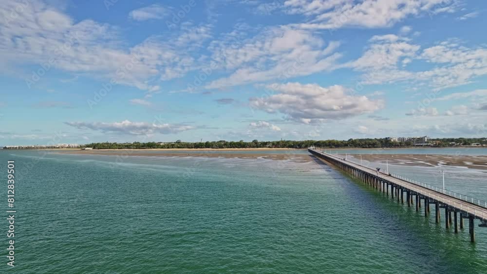 4K, Urangan pier jetty, Hervey Bay, Queensland, Fraser Coast travel tourism holiday vacation, landmark destination, aerial drone 4K, Urangan pier jetty, Hervey Bay, Queensland, Fraser Coast travel tourism holiday vacation, landmark destination, aerial drone