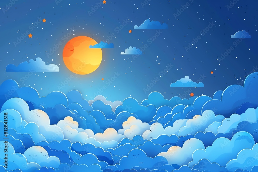 Blue Sky flat design front view day theme animation Monochromatic Color Scheme Blue Sky flat design front view day theme animation Monochromatic Color Scheme