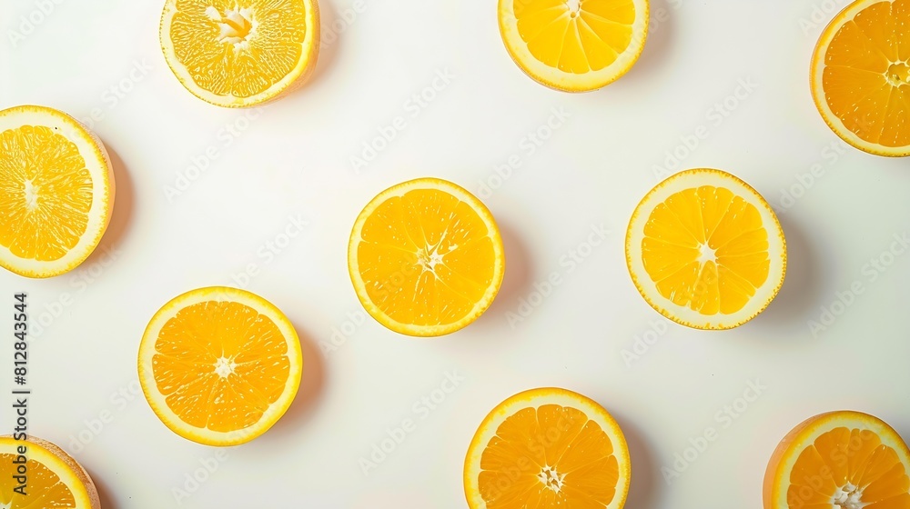Creative layout made of orange juice Flat lay Food concept Orange on the white background : Generative AI Creative layout made of orange juice Flat lay Food concept Orange on the white background : Generative AI