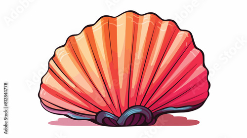 Colorful scallop sea shell sketch style vector illu