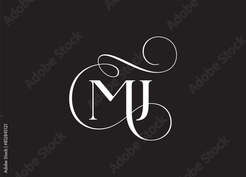 MJ latter ligature typography logo design template