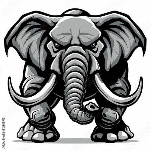 Graphics of angry Elephant in sports graphic logo