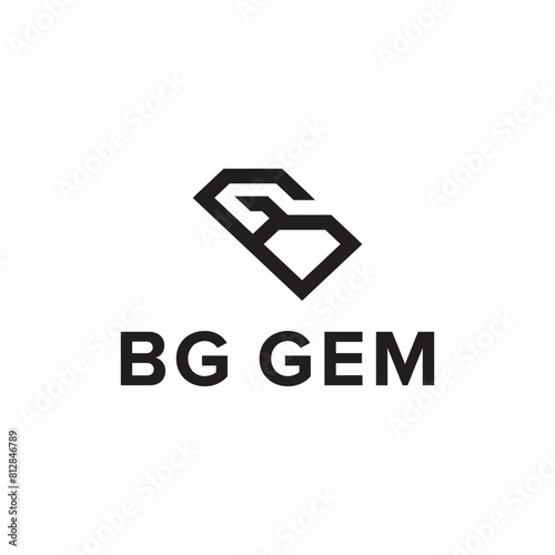 BG gem simple sleek creative modern geometric logo design vector
