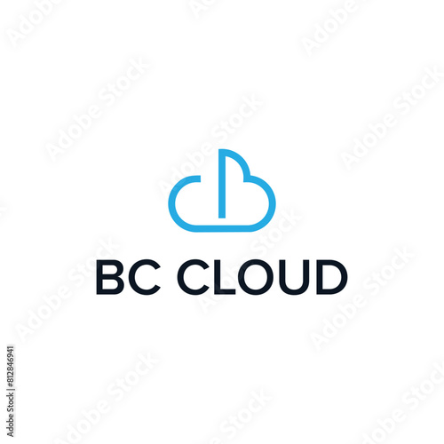 BC cloud simple sleek creative modern geometric logo design vector