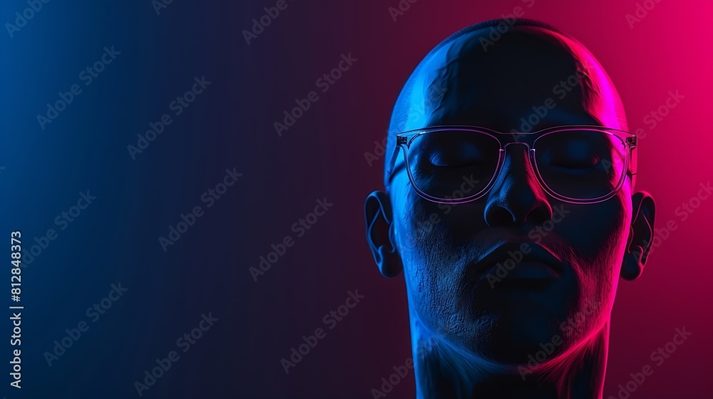 Abstract dark man head space outline with empty mock up place Brainstorm and layout concept : Generative AI Abstract dark man head space outline with empty mock up place Brainstorm and layout concept : Generative AI