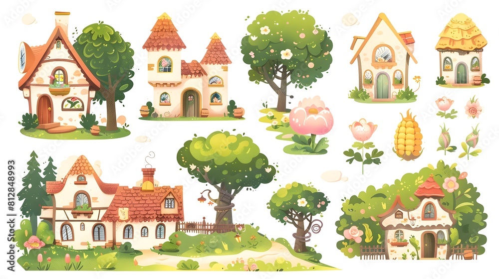 Whimsical Countryside Cottages and Fairytale like Landscapes in Serene Rural Scenery