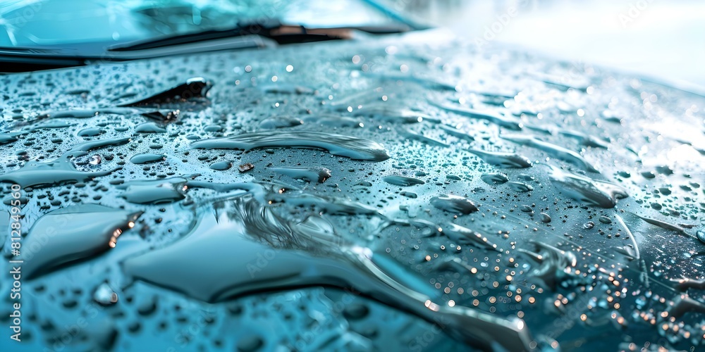 Grey car hood with hail damage numerous dents and bumps insurance claim