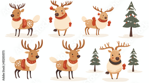 Cute and funny Christmas reindeers cartoon vector i