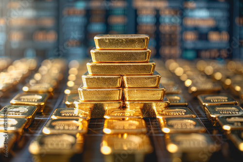 business market setting, symbolizing financial gold stock and global market dynamics
