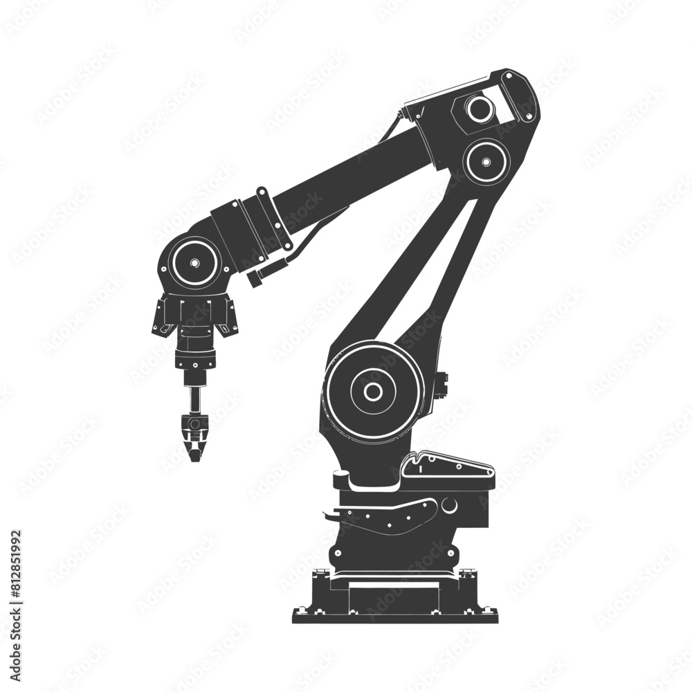 Silhouette industrial robotic arm black color only Silhouette industrial robotic arm black color only