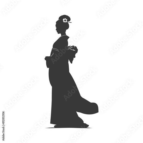 Silhouette Independent Japanese women wearing kimono black color only
