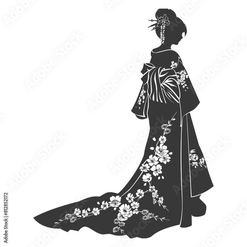 Silhouette Independent Japanese women wearing kimono black color only