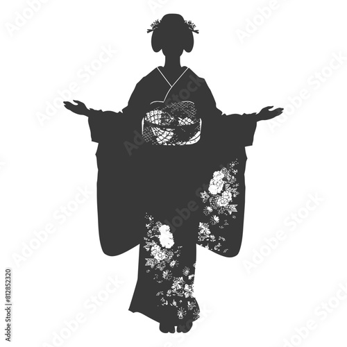 Silhouette Independent Japanese women wearing kimono black color only