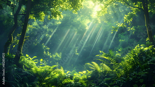 Sunbeams in Dense Woodland   Play of Light and Shadow in Old Growth Forest