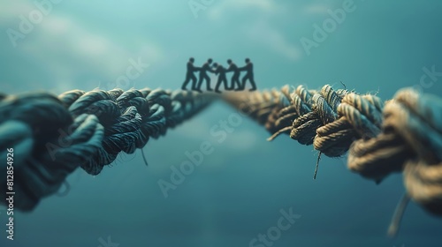 A tug-of-war between contrasting political ideologies, illustrating the dynamic tension and negotiation inherent in democratic societies photo