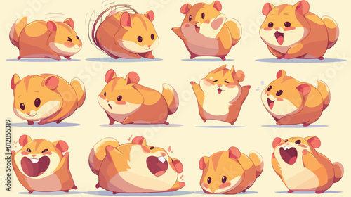 Cute hamsters set of vector illustration isolated o