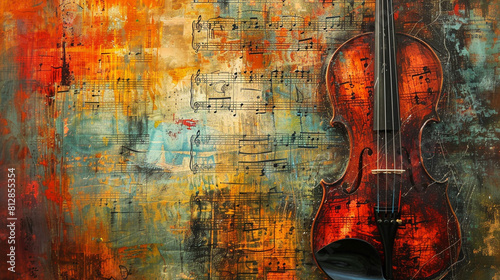 Create a unique artwork that blends together the melody of a symphony, photo