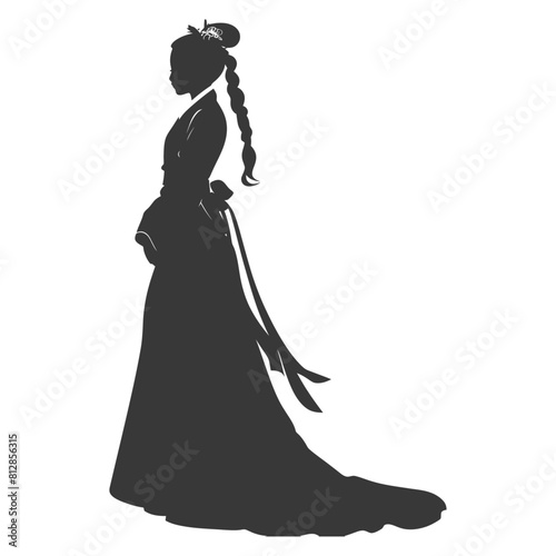 Silhouette independent korean women wearing hanbok black color only