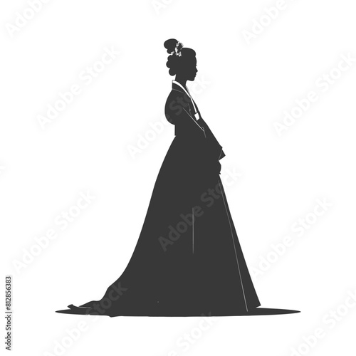 Silhouette independent korean women wearing hanbok black color only
