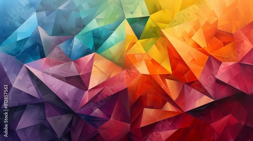 Low poly abstract art with vibrant colors.