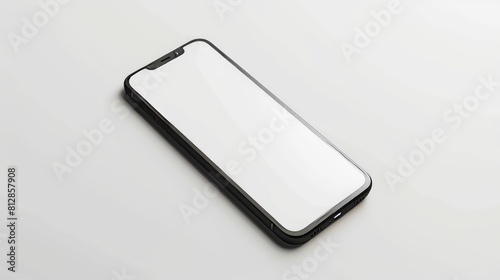 A modern smartphone with a large screen and minimal bezels isolated on a plain white background. Created with Generative AI